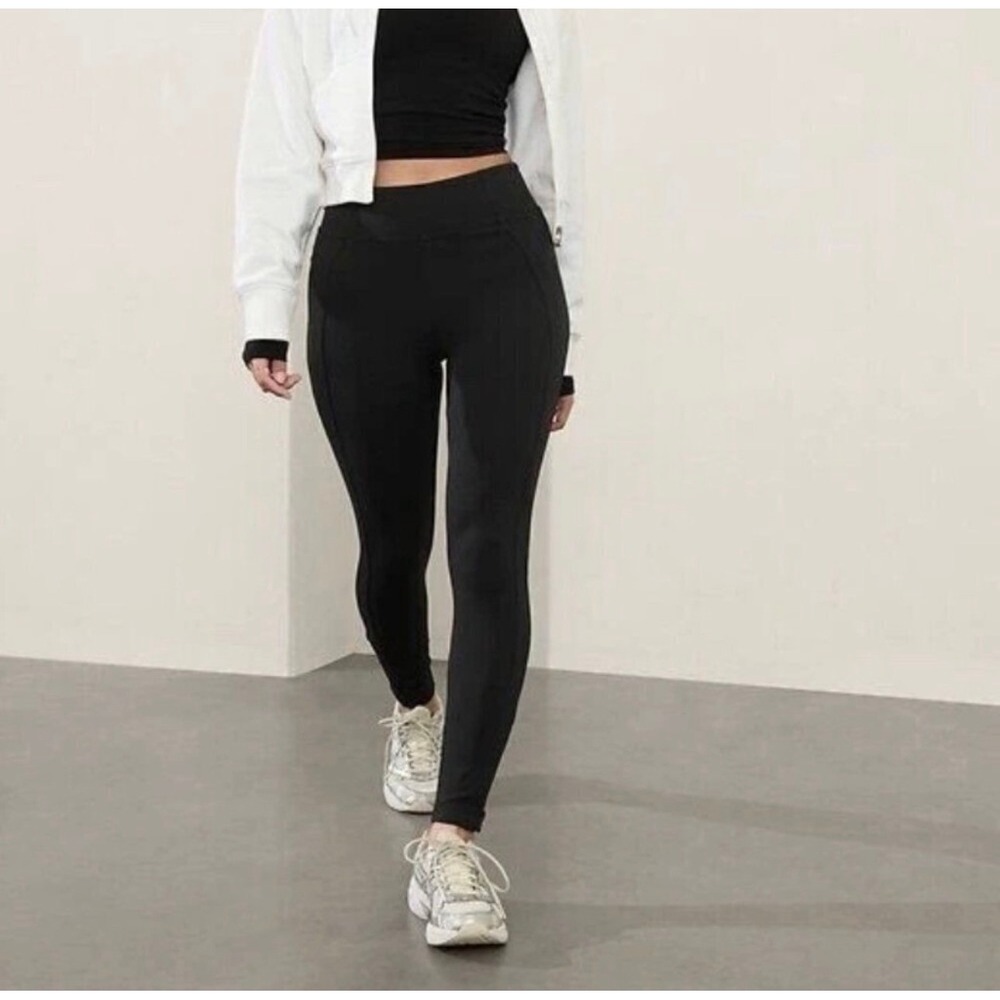Athleta Delancy Skyline High Rise Leggings Black S Small Zipper Ankle 658309-02